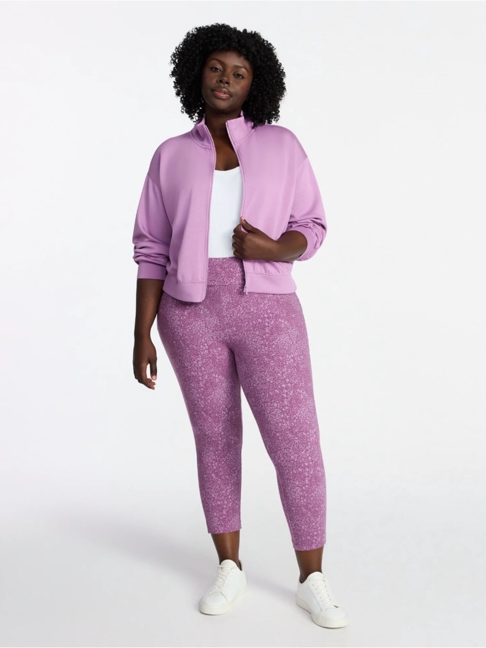 Terra & Sky Women’s Plus Size Purple High-Rise Capri Leggings - Picture 6 of 8